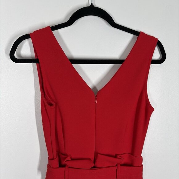 Anthropologie Sz XS Red Sleeveless Wide Leg Crop Cathy Structured Jumpsuit FLAW - Picture 13 of 16